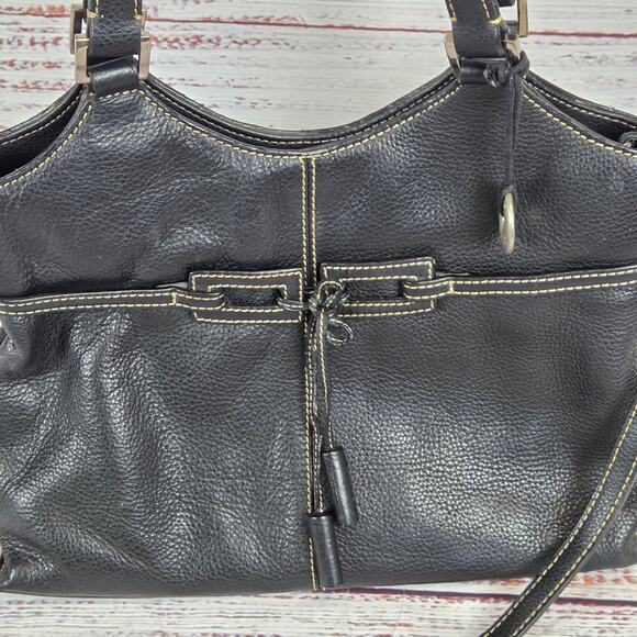 The Sak Black Leather Purse Tote Dual Handle Crossbody Timeless Classic Bag - Picture 8 of 16